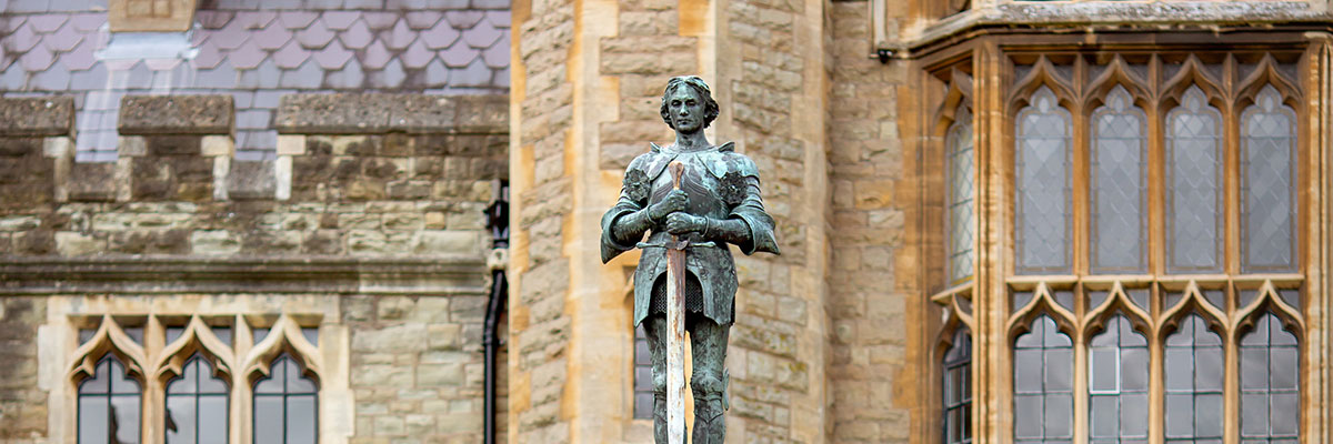 Statue of St George at Malvern College